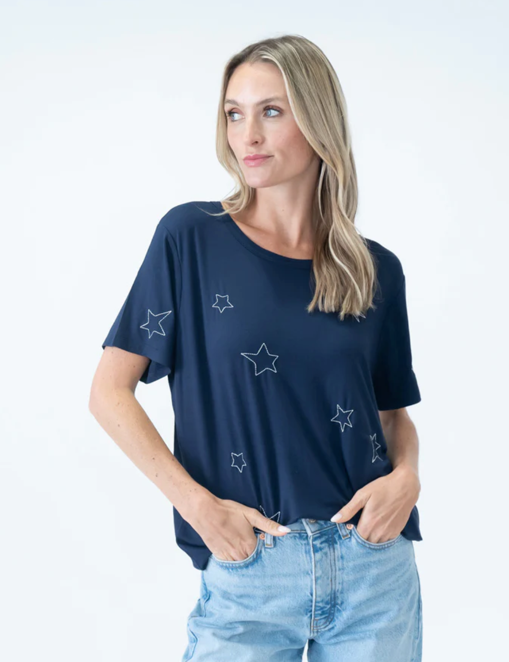 Georgetown Star Embroidered Tee - Navy