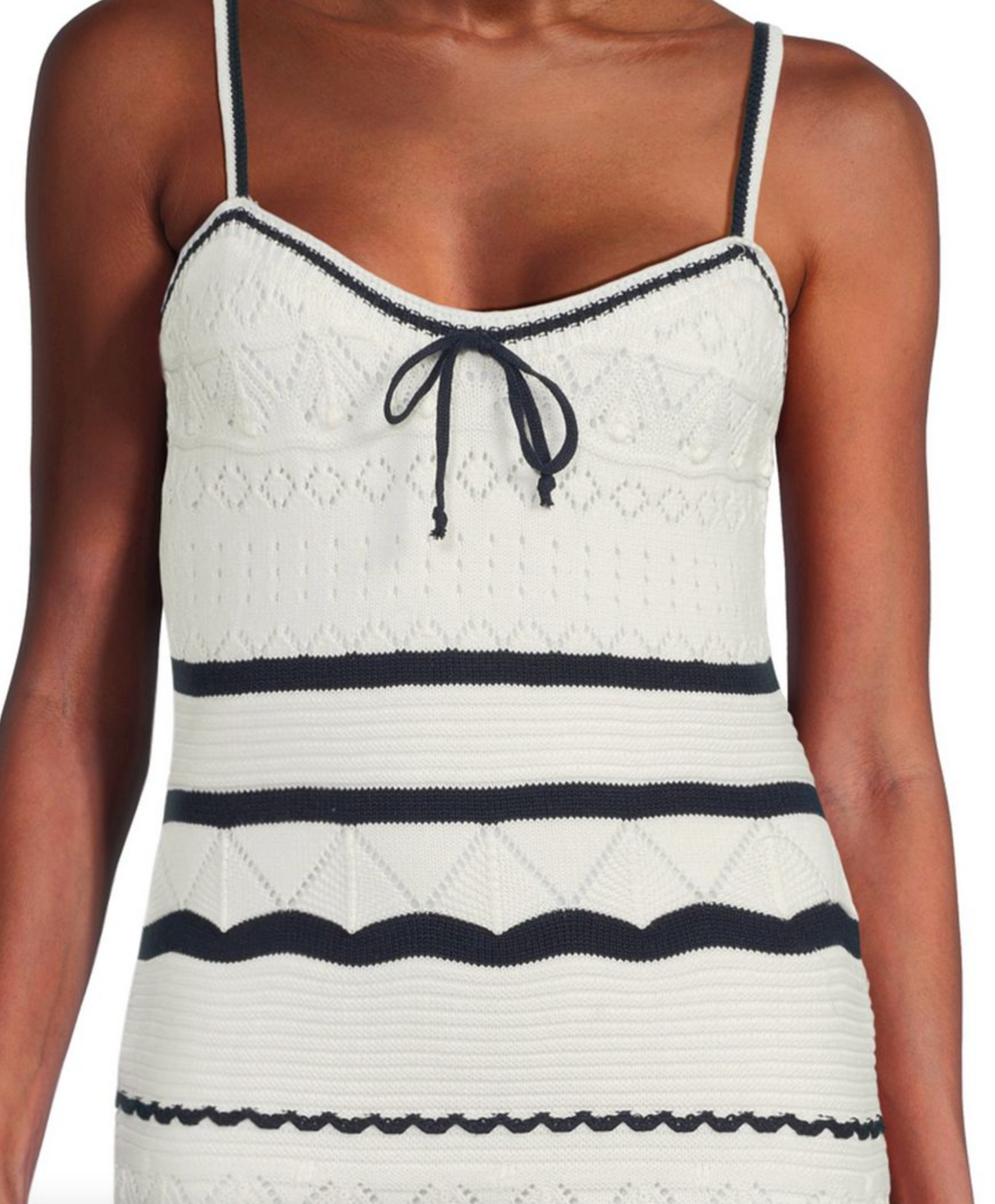 Ivory/Navy Pointelle Tank Dress
