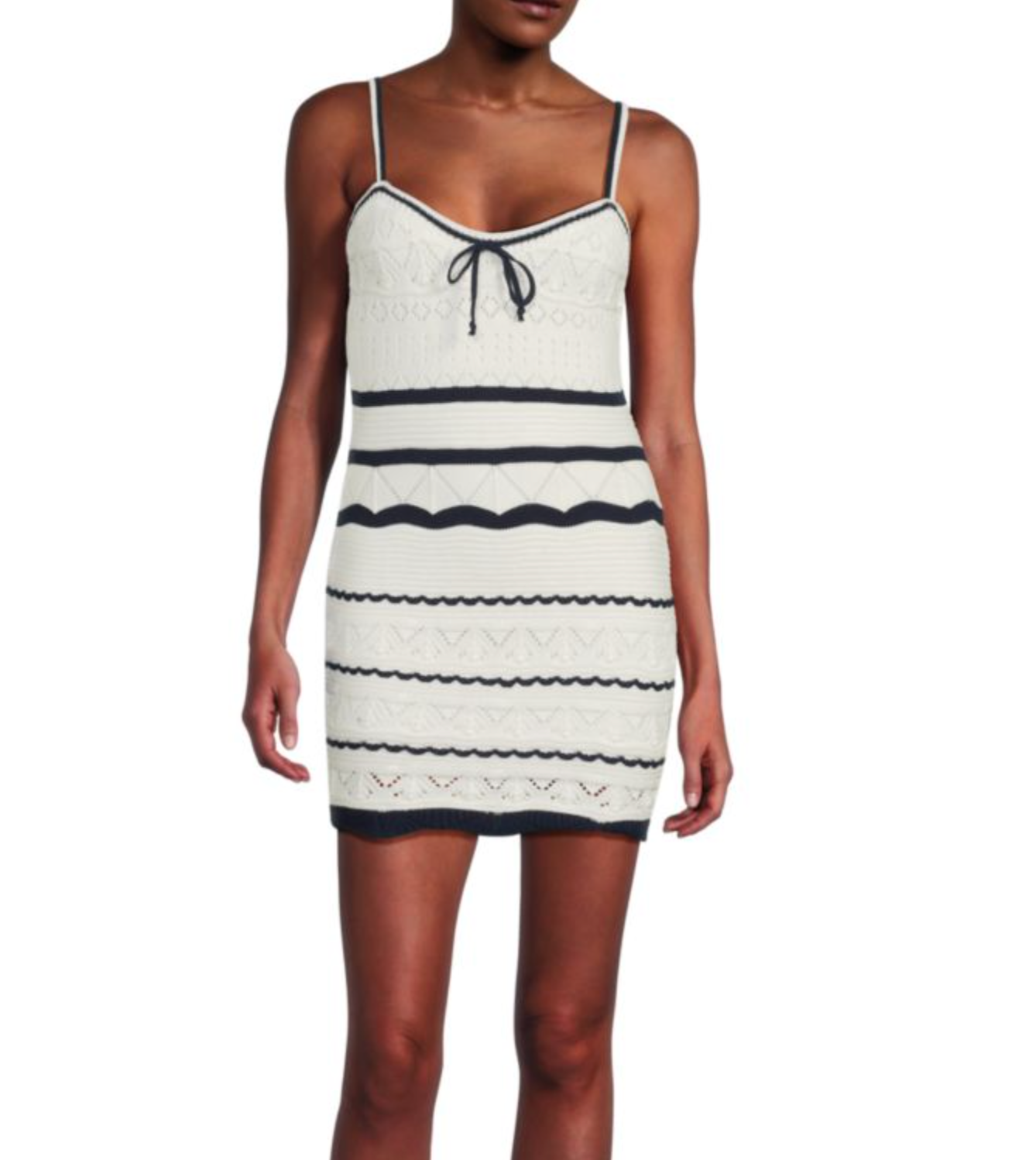Ivory/Navy Pointelle Tank Dress