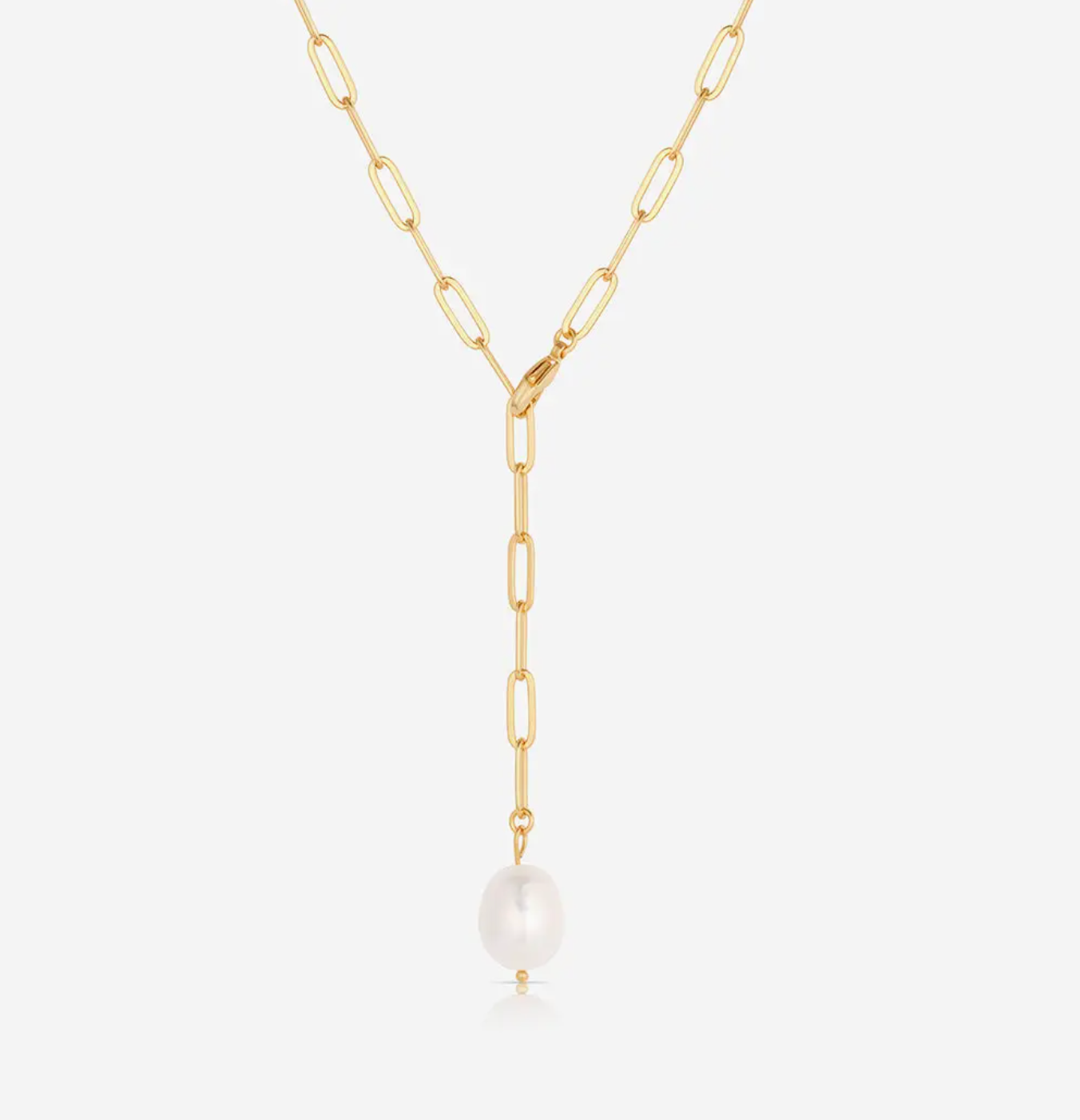 Lea Pearl Lariat Necklace - Gold