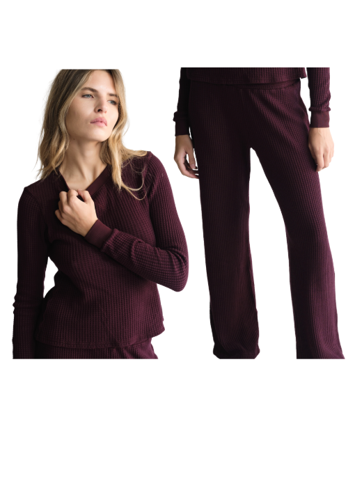 Maine Waffle Lounge Set - Merlot