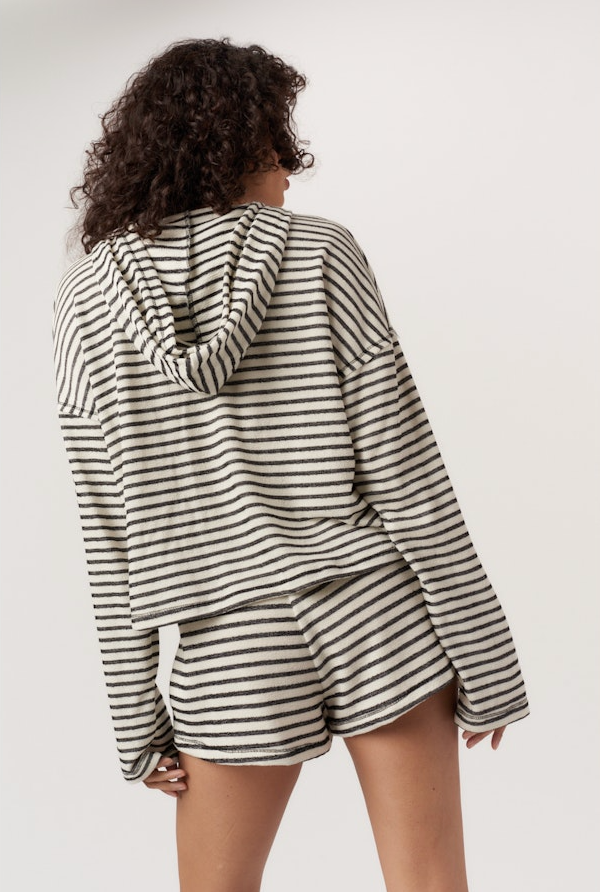 Hometown Textured Stripe Hoodie & Shorts