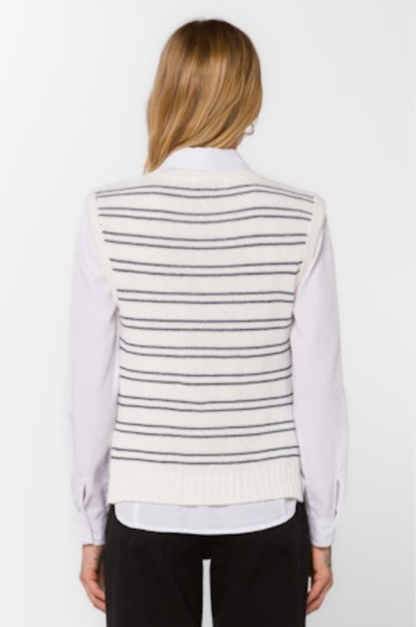 Selene Knit Vest, Navy/White