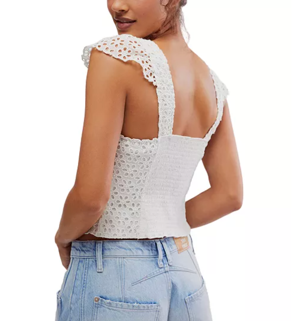 Alma Eyelet Tank, White