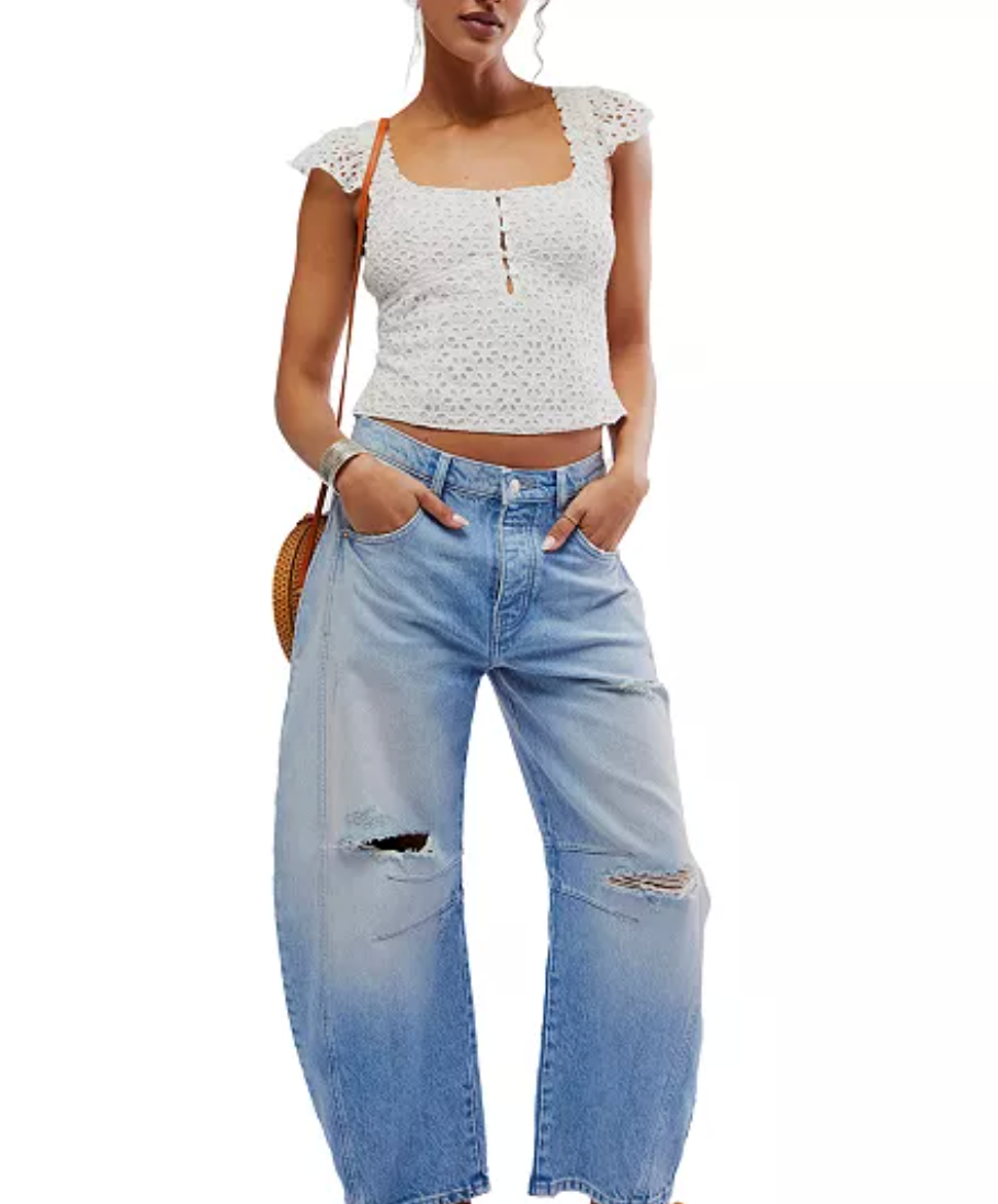 Alma Eyelet Tank, White