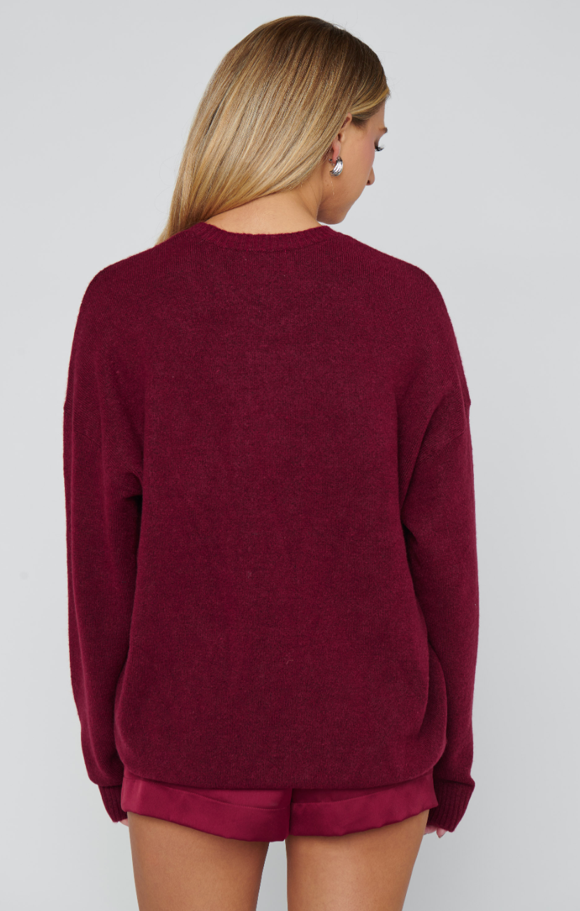 Feel Good Sweater, Maroon Knit