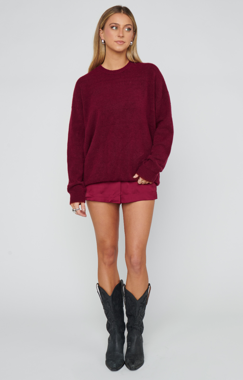Feel Good Sweater, Maroon Knit