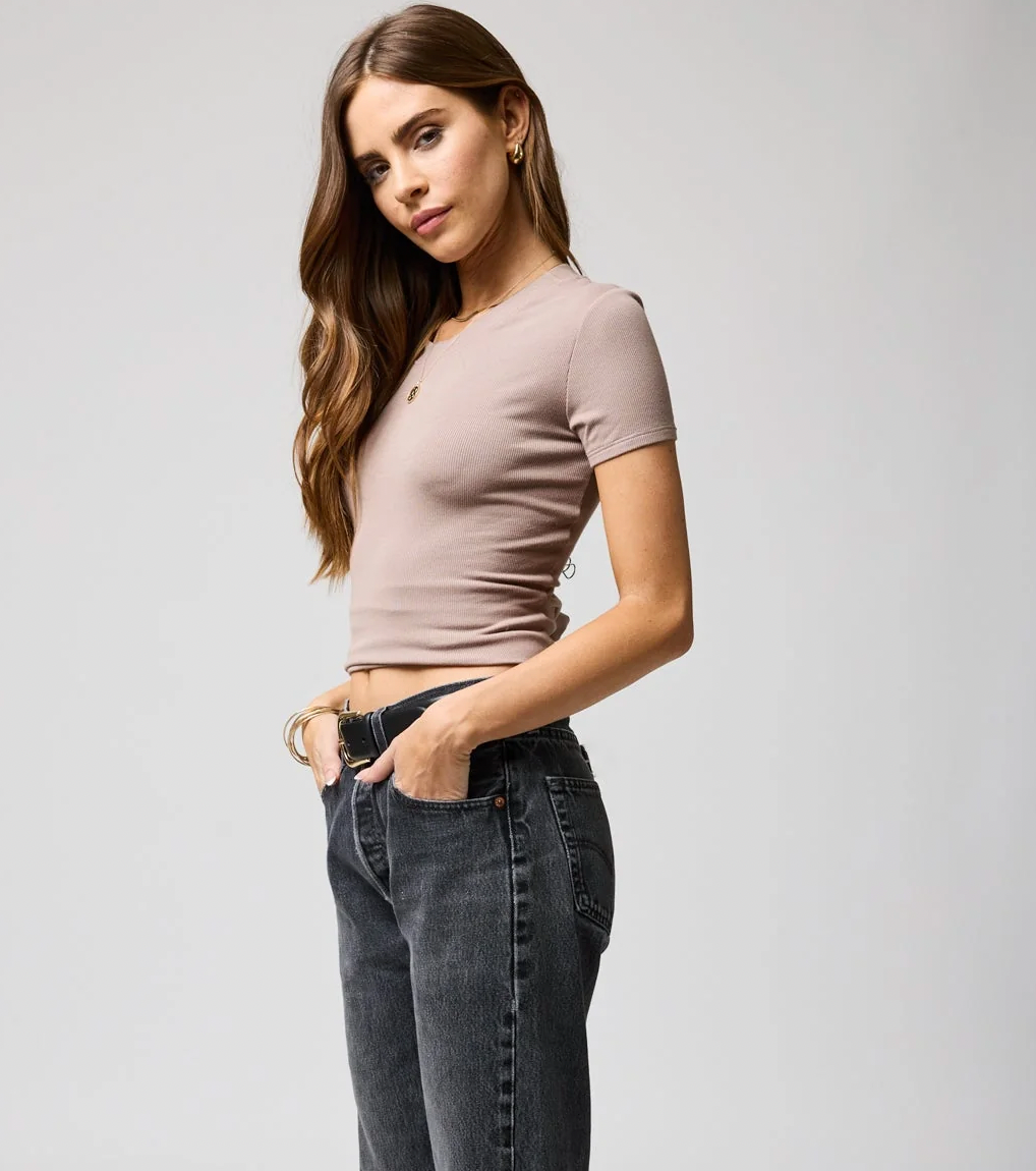 Rib Slim Baby Tee - Mushroom