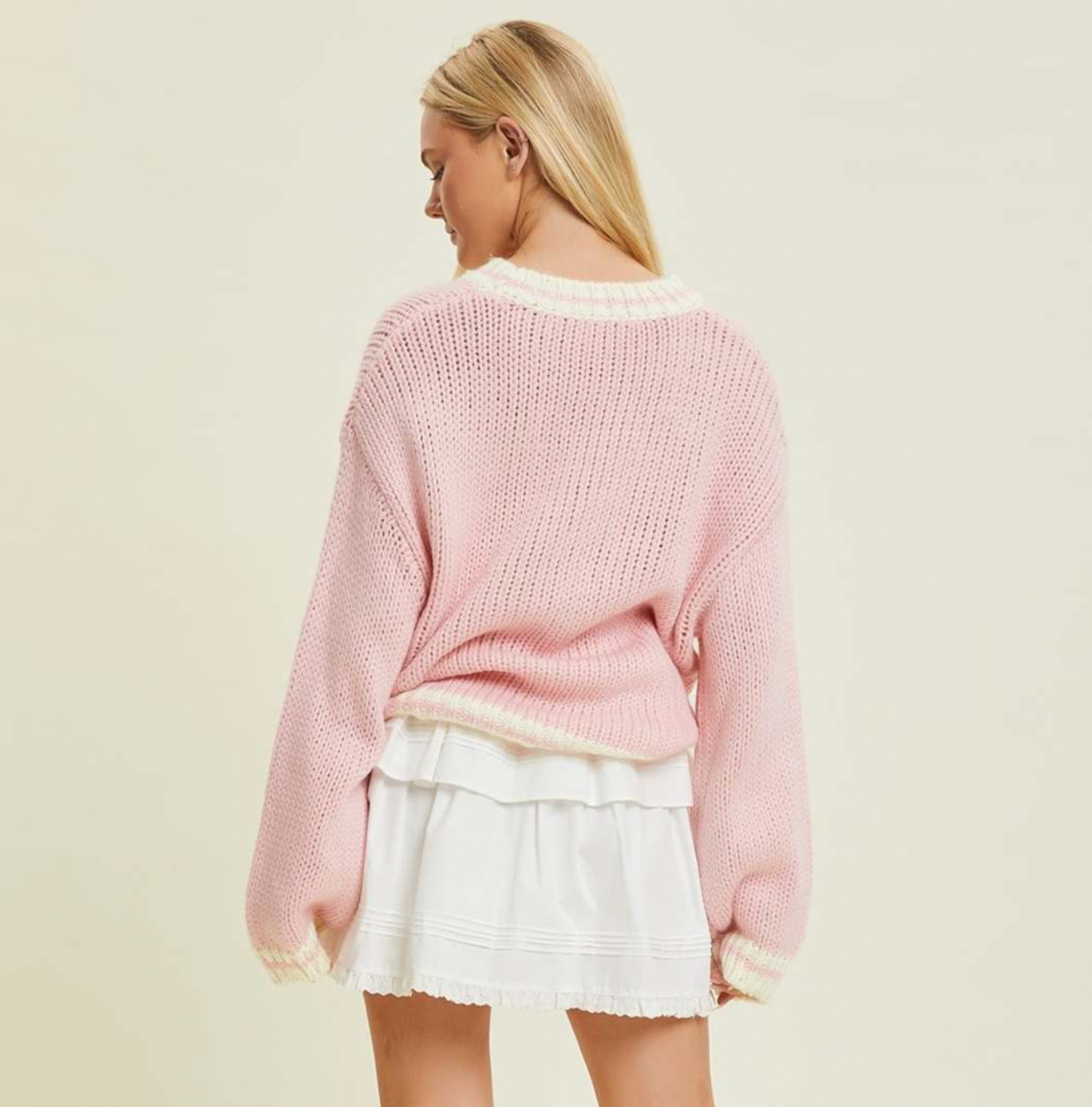 Pink Embroidered Pickleball Sweater