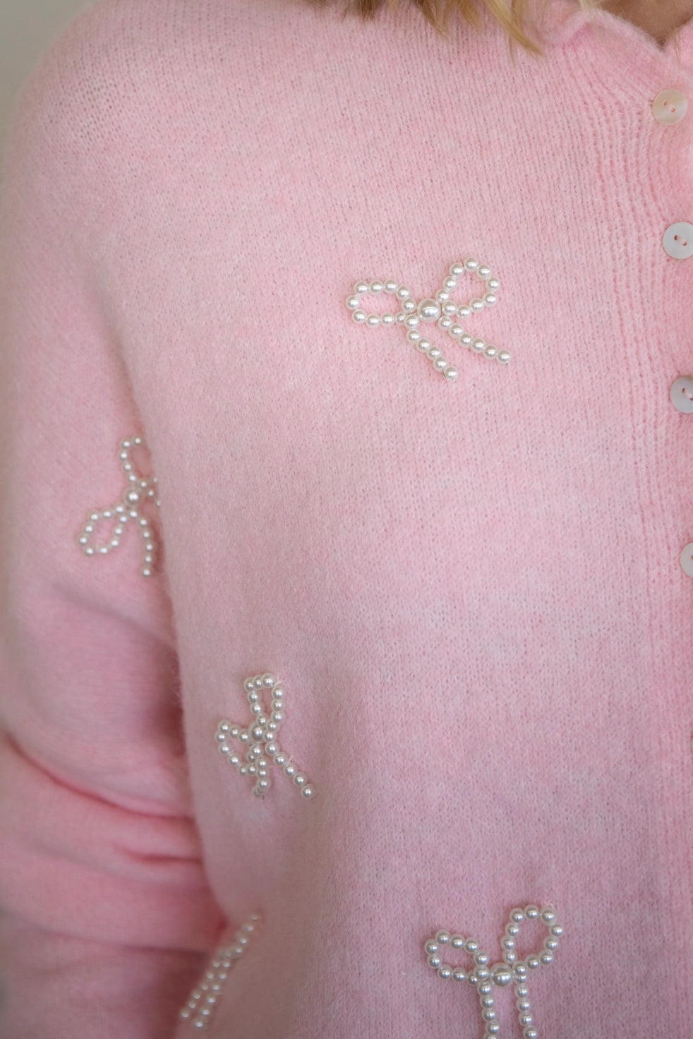 Piper Cardigan - Pink Pearl Ribbons