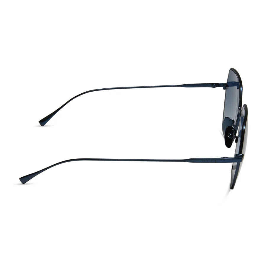 Harlow, Deep Navy Metal Aegean Blue Sunglasses