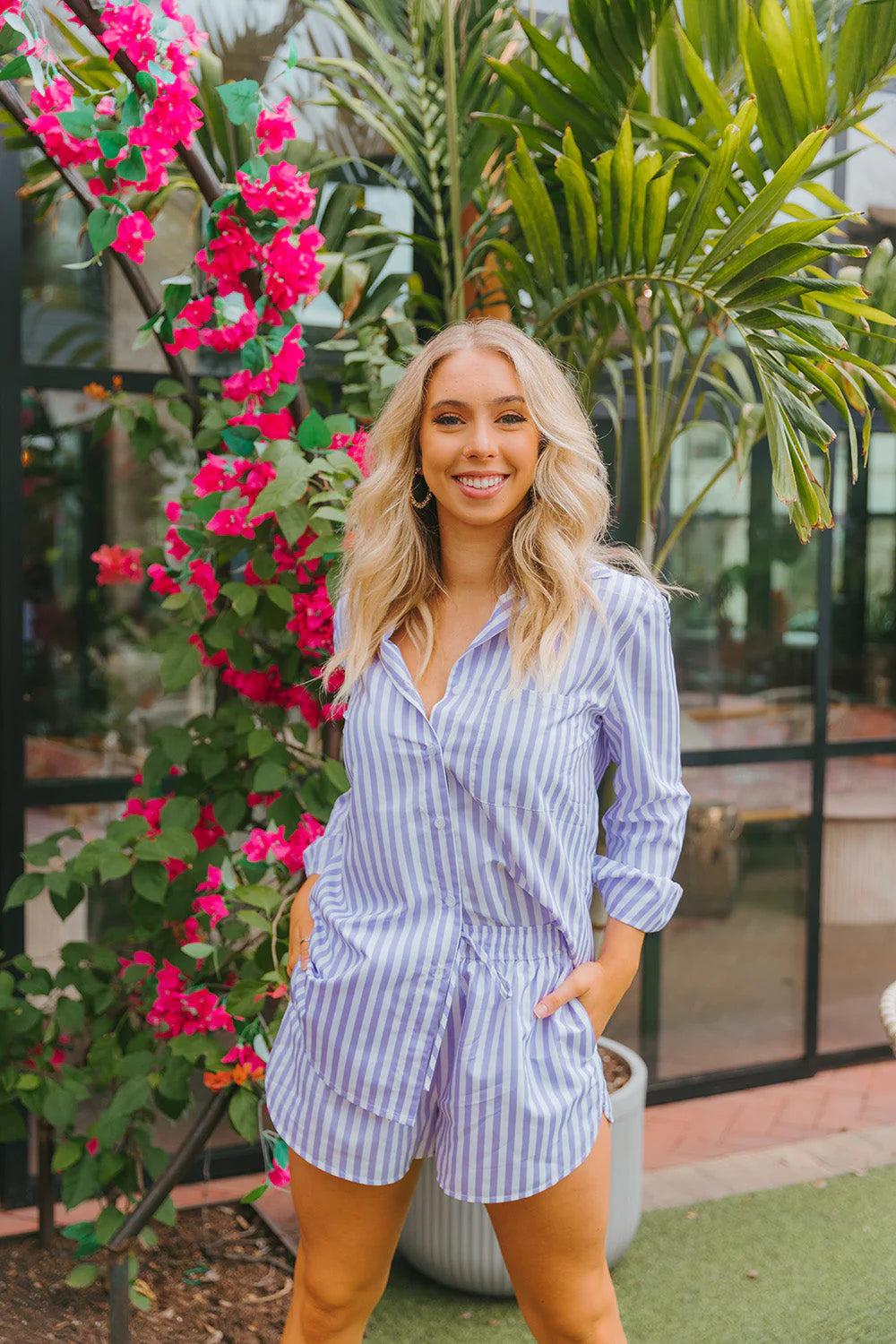 Striped Lilac Purple Shorts