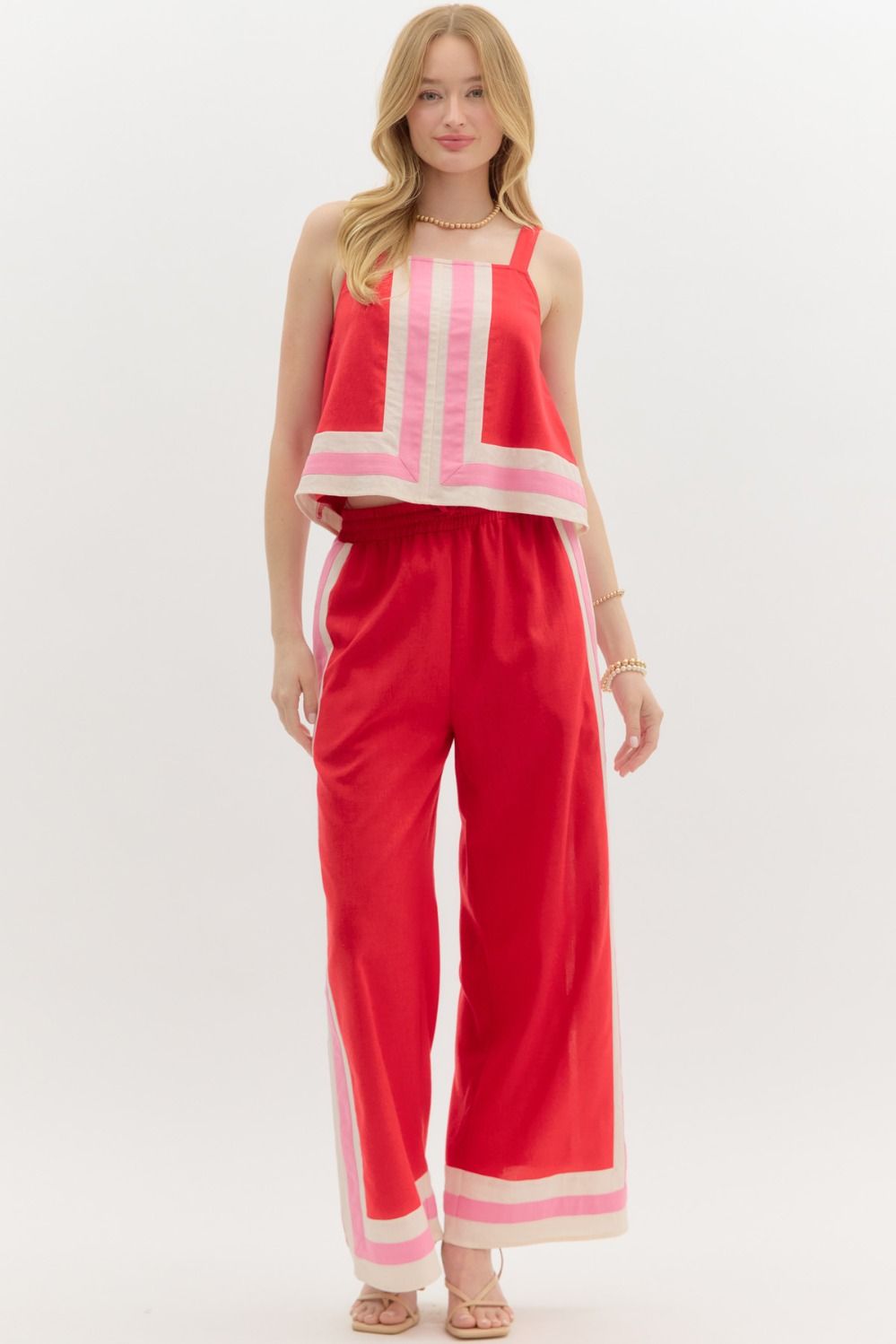 Bold & Abstract Pant Set - Red