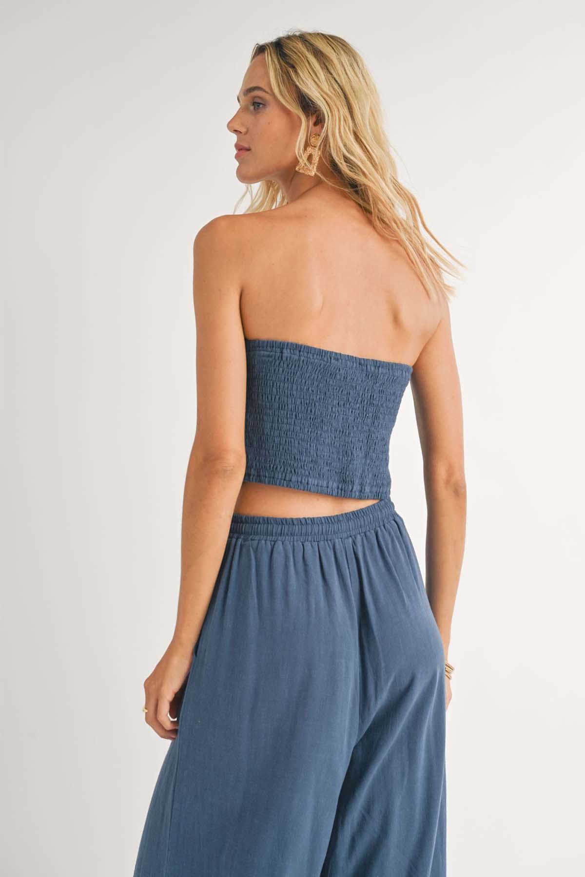 Sugarloaf Smocked Tube Top, Indigo