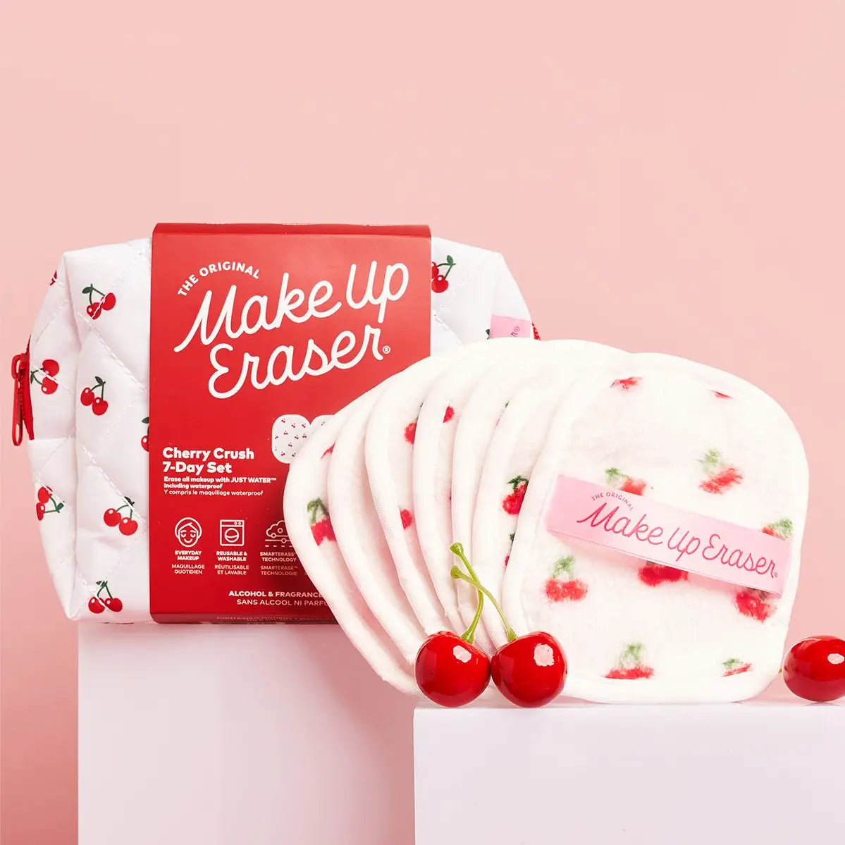 Cherry Crush 7-Day Set Make Up Erasers & Makeup Bag