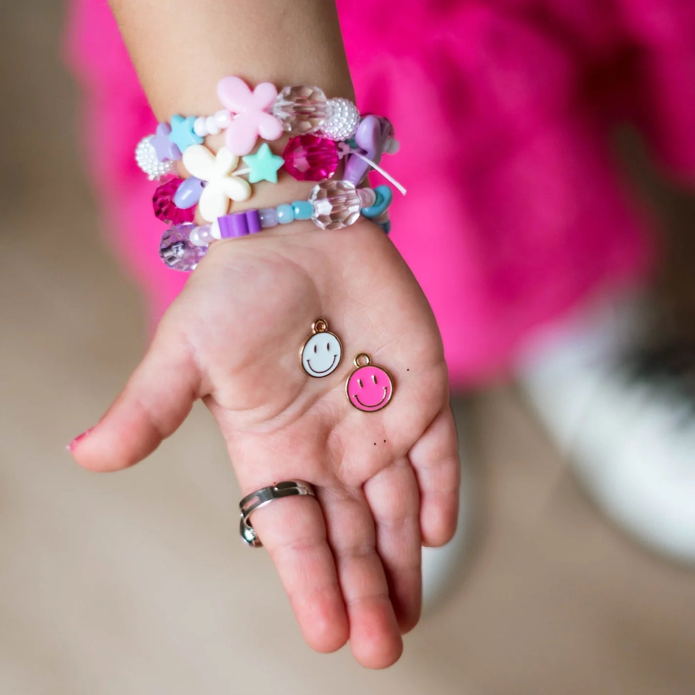 Little Stacks Charms, Pink Smiley