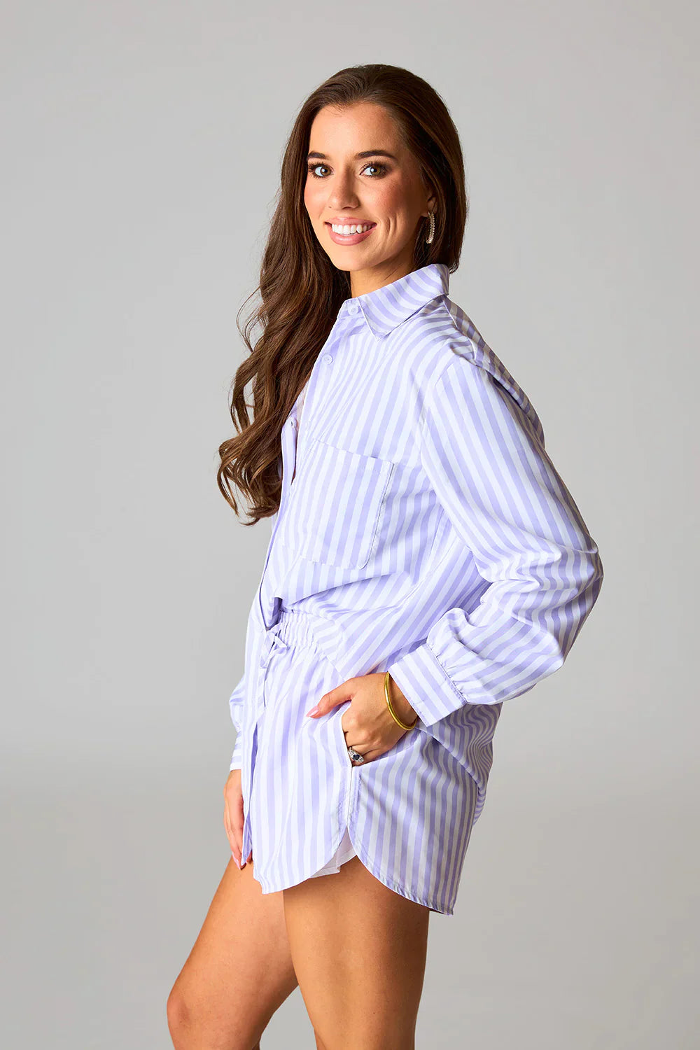 Striped Lilac Purple Shorts