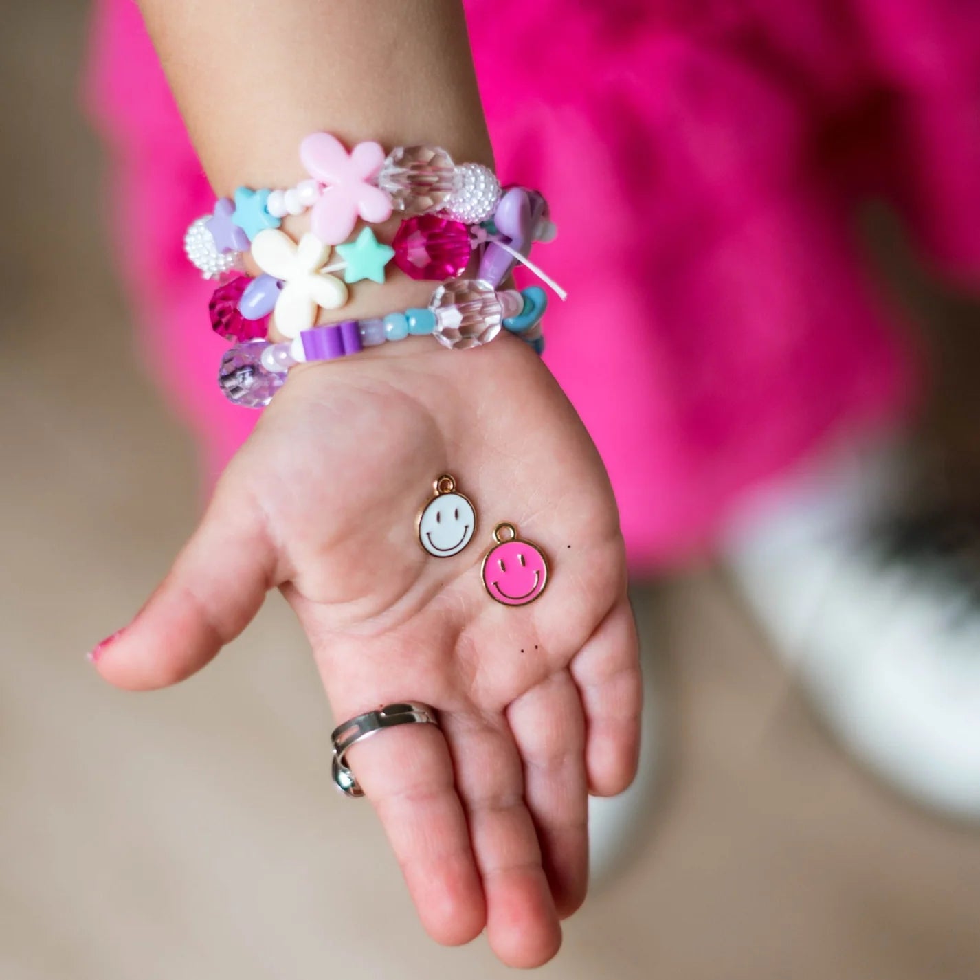 Little Stacks Charms, White Smiley