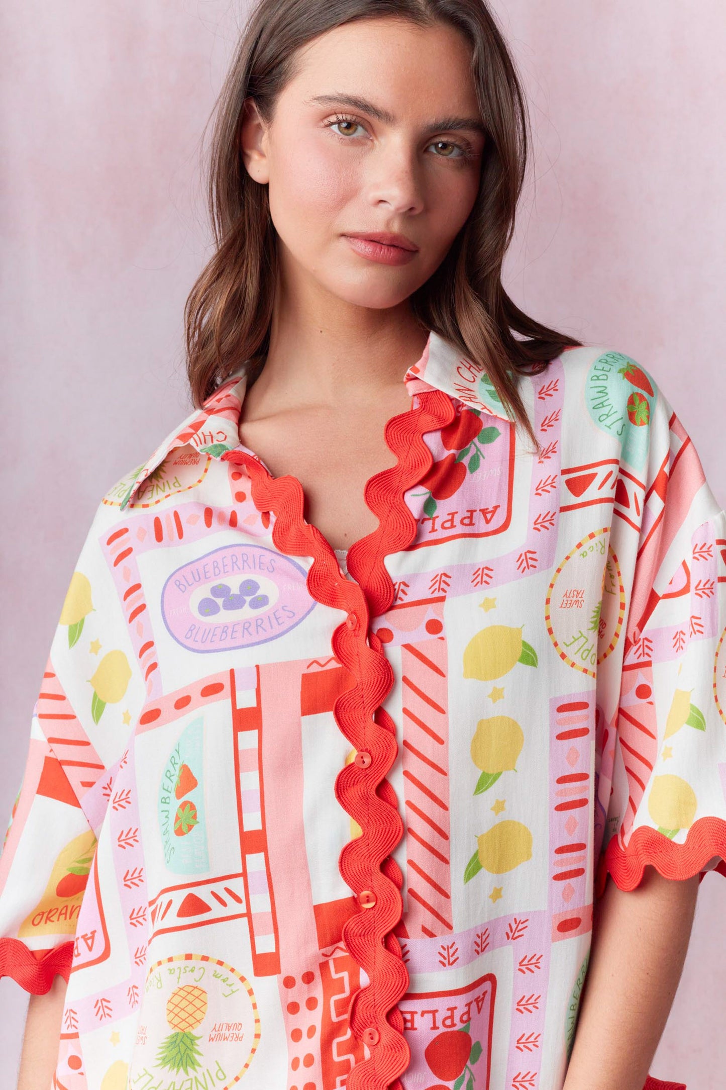 Fruits Print W/ Ric Rac Trim Set