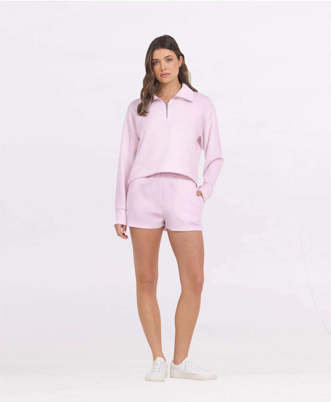 Paradise Pink Cloud Fleece Quarter Zip & Short Set
