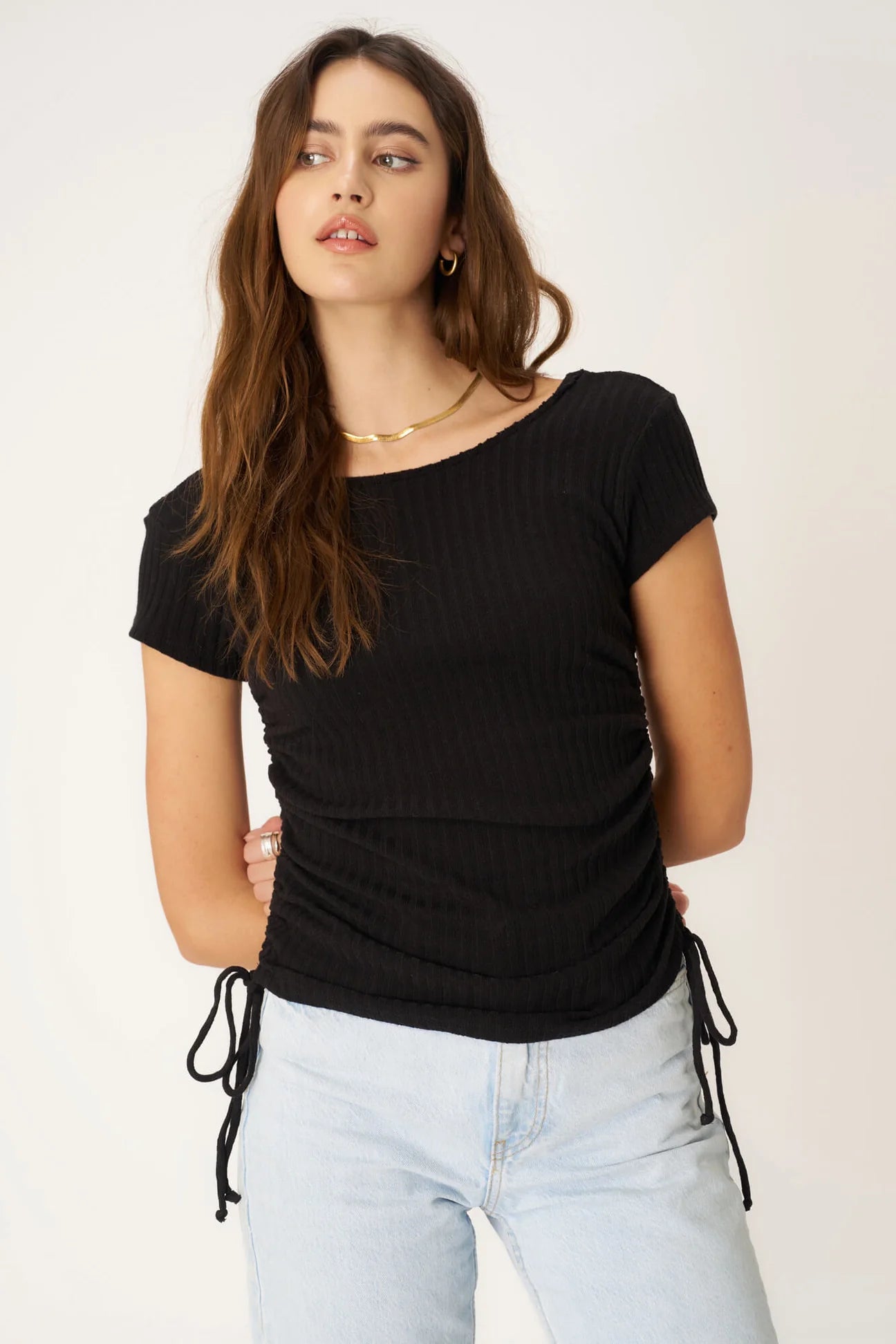 Lolita Side Ruched Tee - black