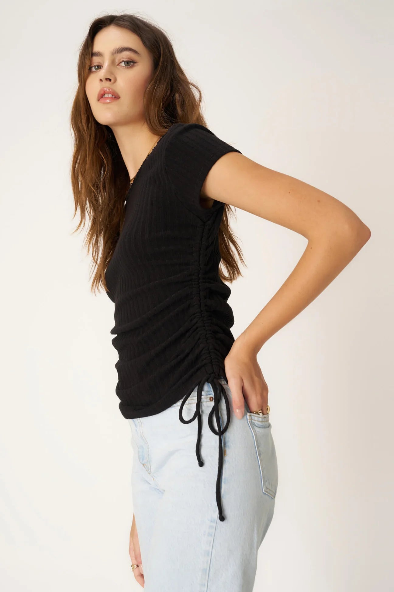 Lolita Side Ruched Tee - black