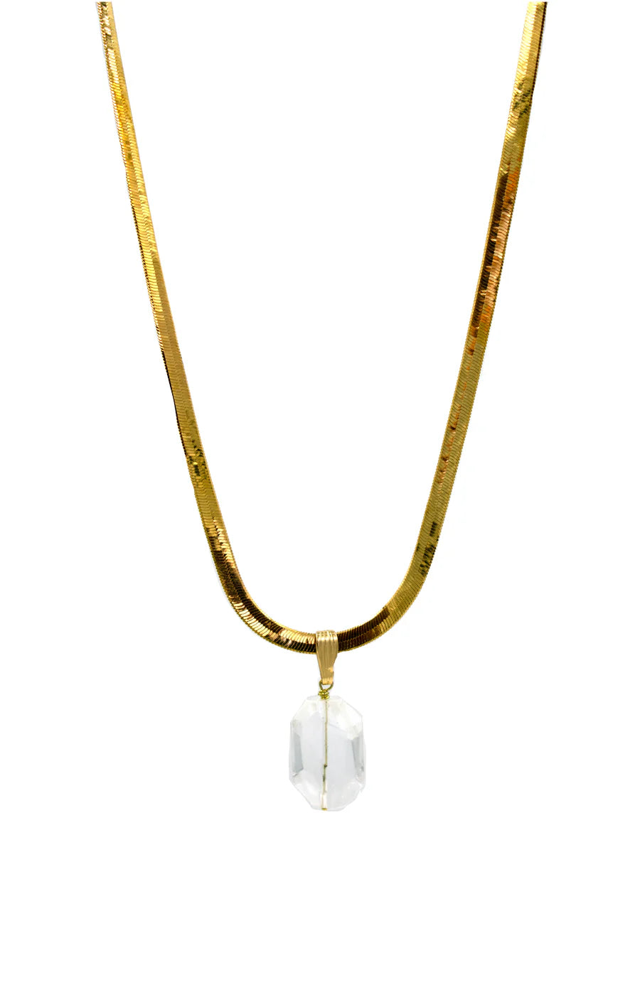 Quartz Neclace Gold Overlay