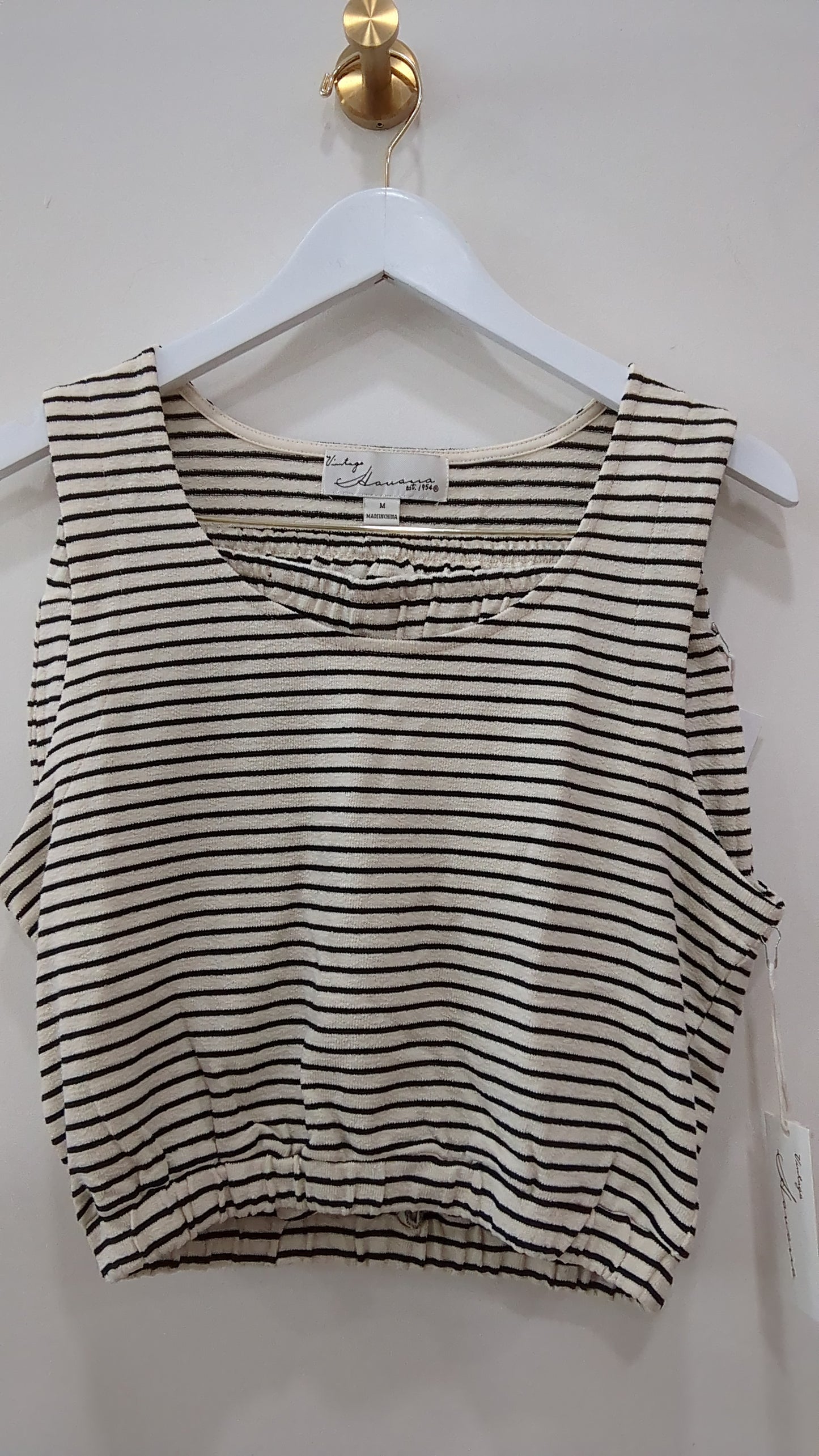 Ivory w/black striped terry cloth top