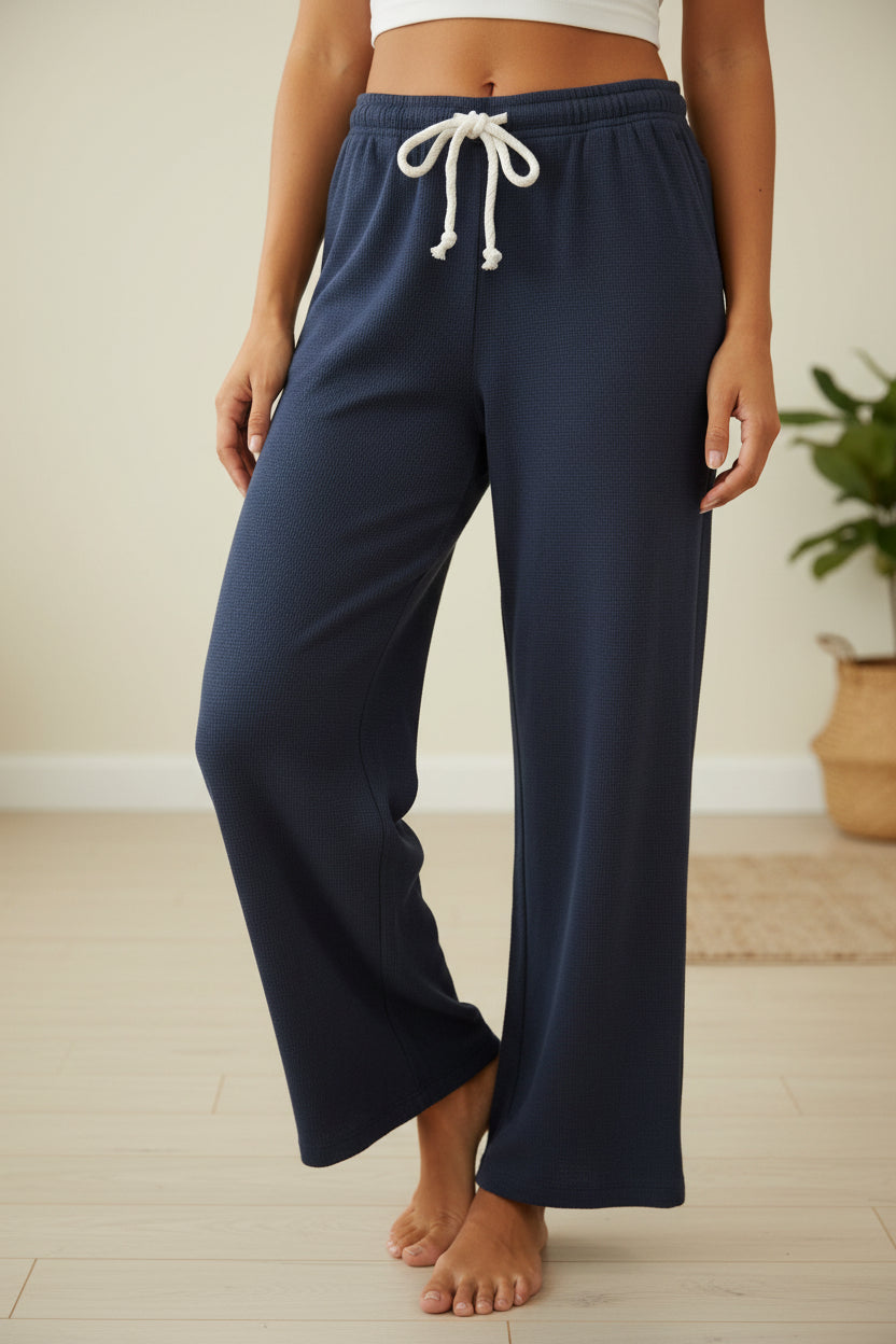 Navy Lightweight Wide Leg Pants