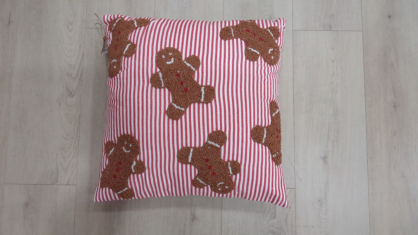 Gingerbread Beaded Pillow