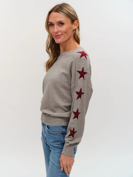 Maddy Star Graphic Sleeve, Grey/Burg