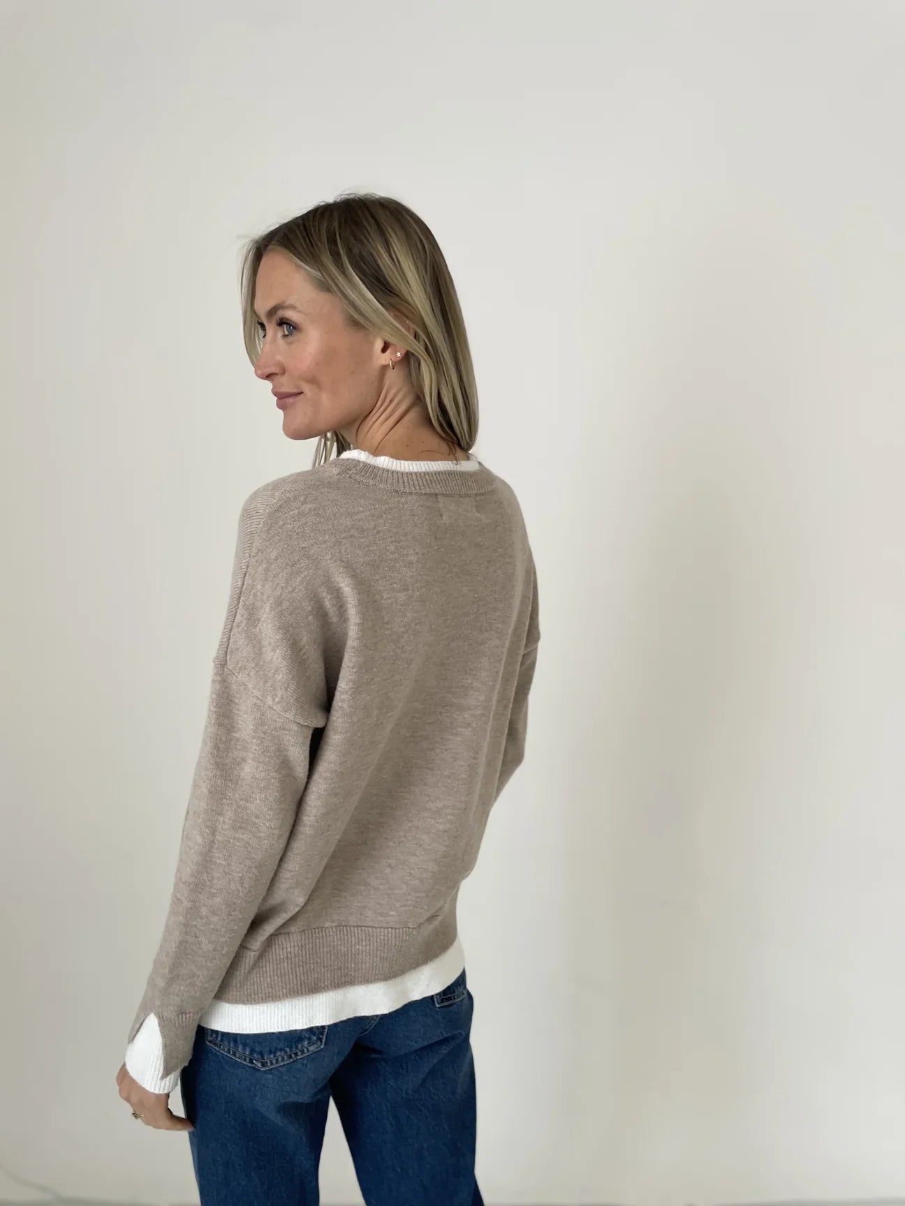 Ashlin Double Hemmed Sweater - Latte