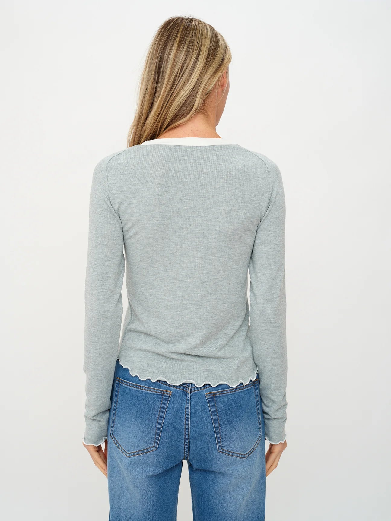 Lea Long Sleeve Layered Tee - Heather Grey