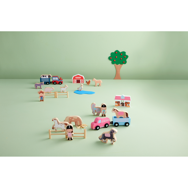 Horse Stable Wood Toy Set