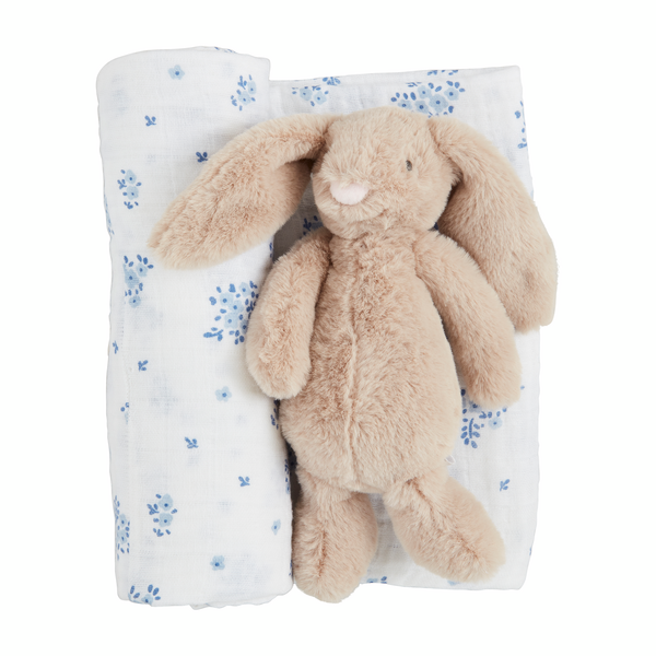 Ditsy Floral Swaddle & Rattle Set