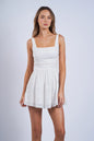 White Lace Trim Mini Dress