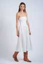 White Midi Drop Waist Dress