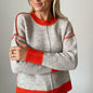 Bridget Colorblock Crewneck Heather Grey/Orange
