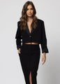 The Matte Twill Crop Blazer Coal Black
