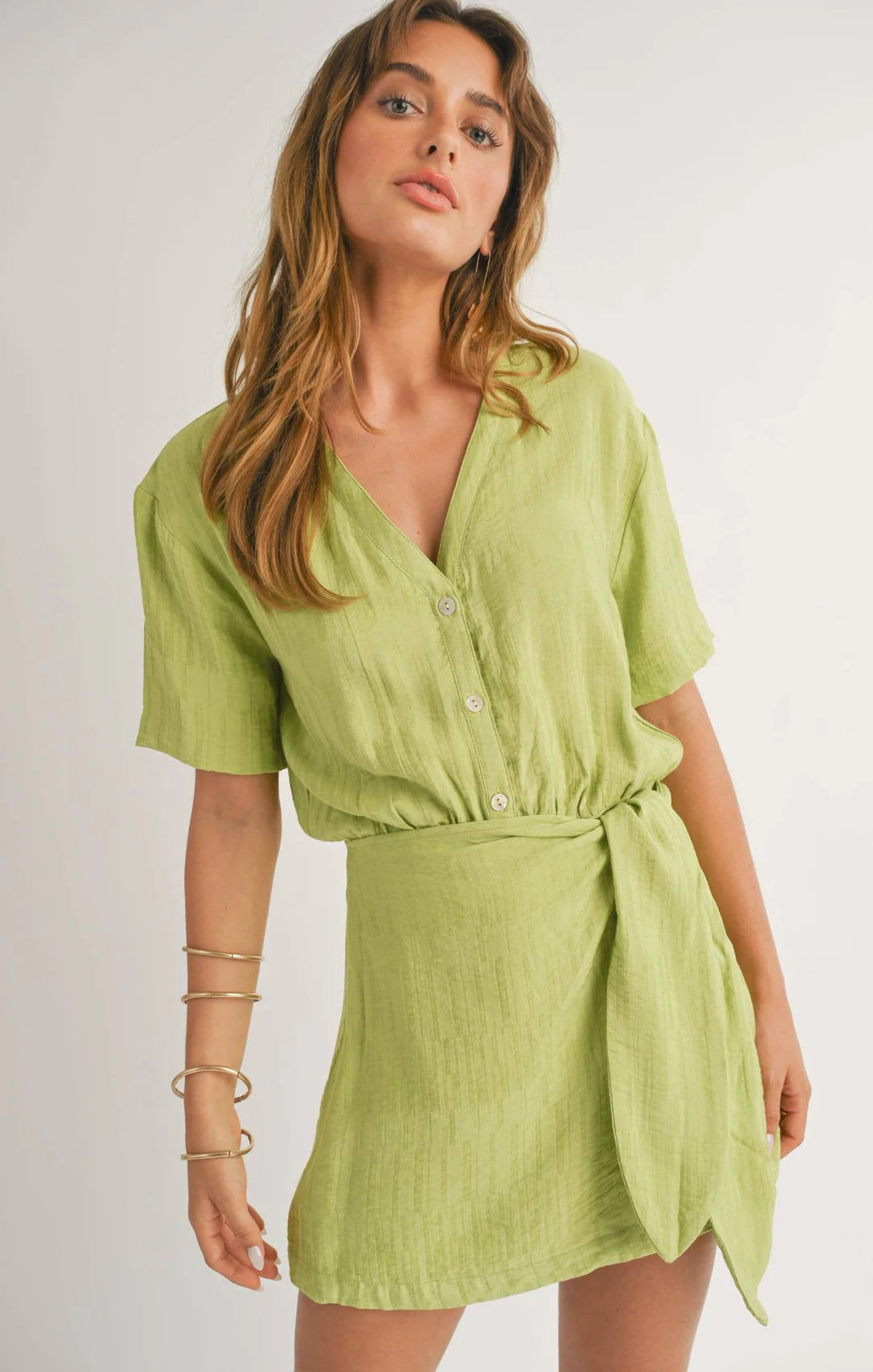 Grazie Tied Skort Romper - Lime