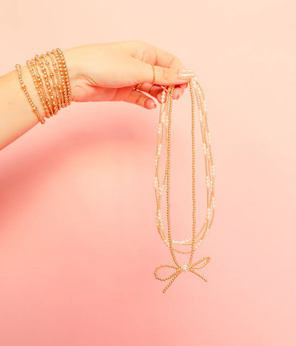 Gold Bow Necklace 16"