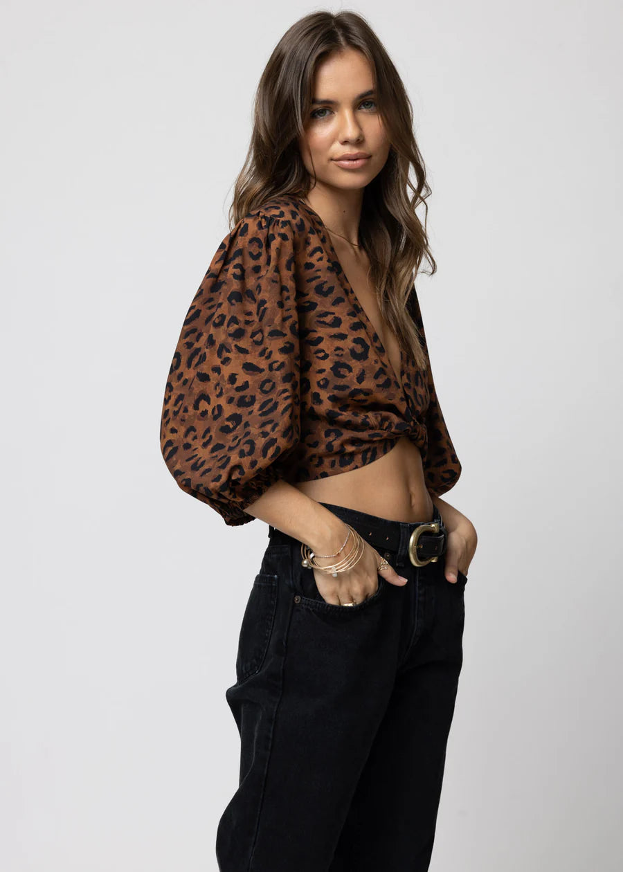 Knot Front Top Leopard