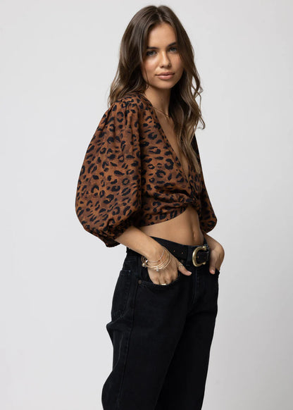 Knot Front Top Leopard