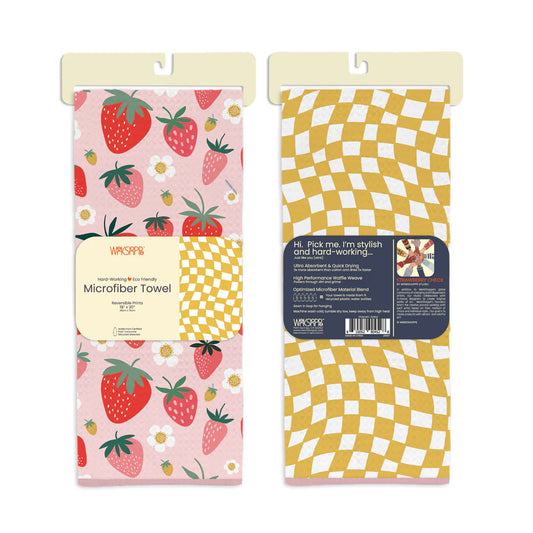 Strawberry Check Microfiber Towel