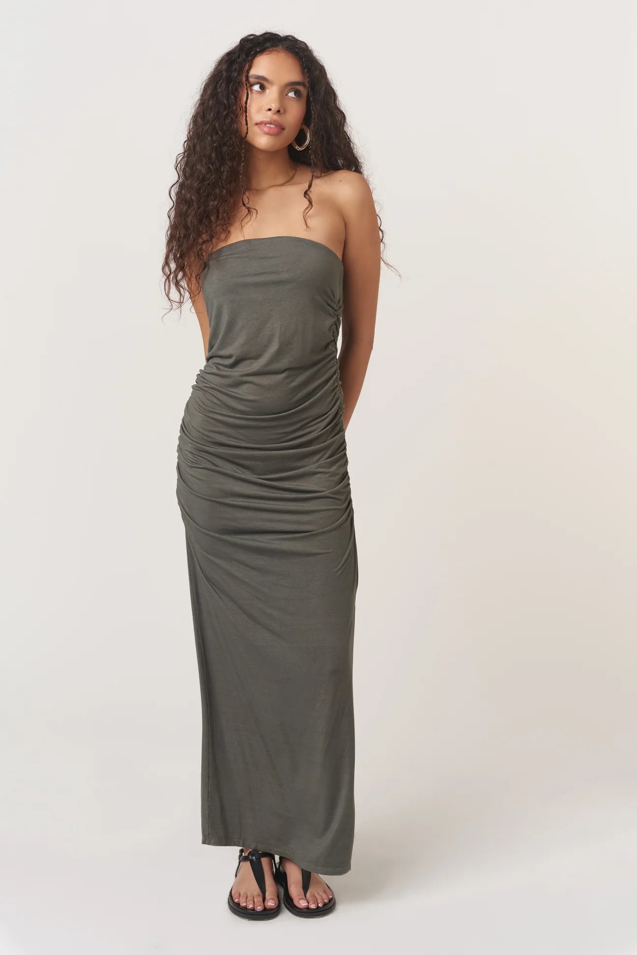Nala Strapless Side Ruched Dress