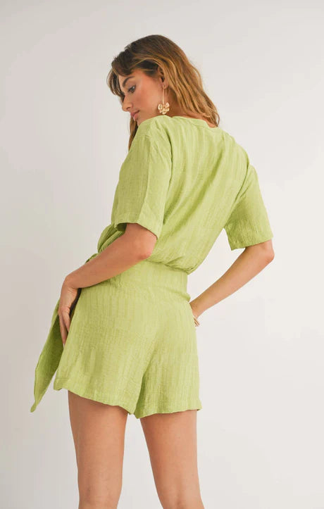 Grazie Tied Skort Romper - Lime