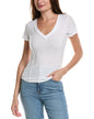 Myra V-Neck Rib Tee - White