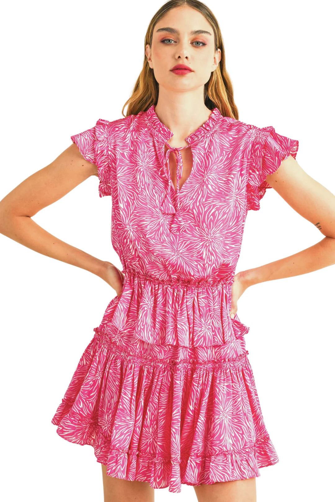 Pink Combo Layered Mini Dress