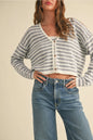 Crochet Knitted Cardigan, Blue/White