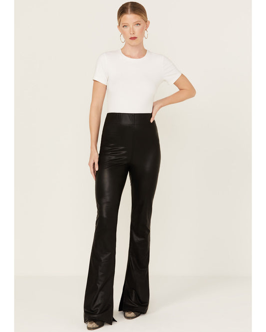 Nashville Pull On Flares Faux Black